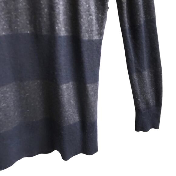Vince Cashmere Rugby Stripe Sweater Size M Metallic Knit Preppy Academia Office - Picture 12 of 14